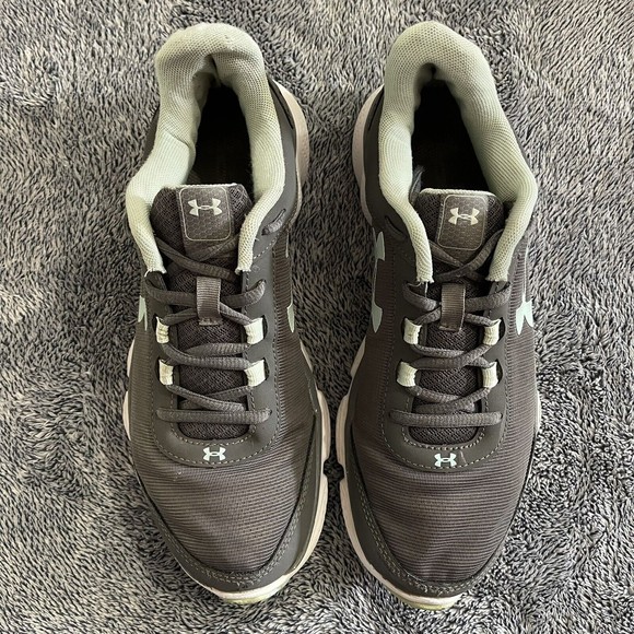Size 10 Women's Under Armour Micro G Assert 7 Gray/Teal Pre-owned - Picture 2 of 12